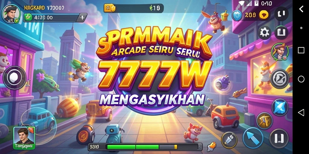 Screenshot utama 7777W menunjukkan gameplay Arcade yang seru.