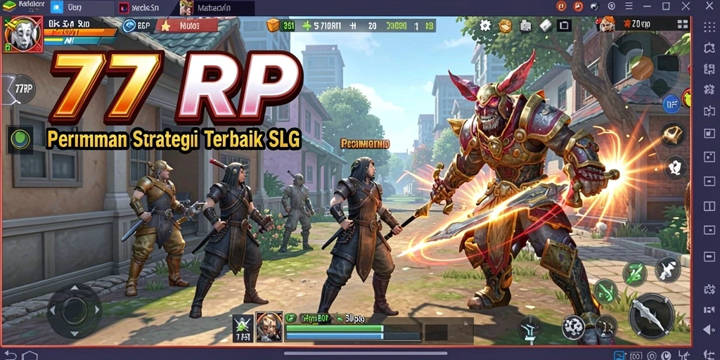 Screenshot gameplay <strong>77RP</strong> yang menunjukkan pertempuran strategis dan pengelolaan sumber daya.
