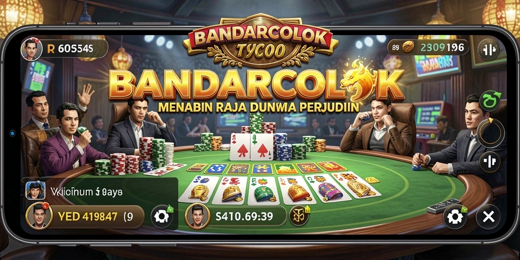 Tangkapan layar utama BANDARCOLOK menunjukkan gameplay seru dalam mengelola bisnis perjudian.