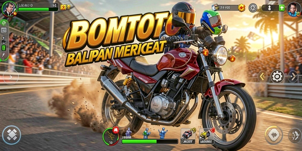 Tangkapan layar menampilkan balapan motor yang cepat dan mendebarkan.