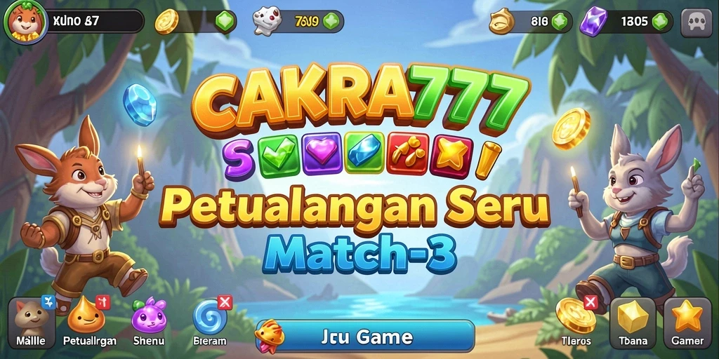 Tampilan gameplay menegangkan dalam CAKRA777 saat mencocokkan batu.