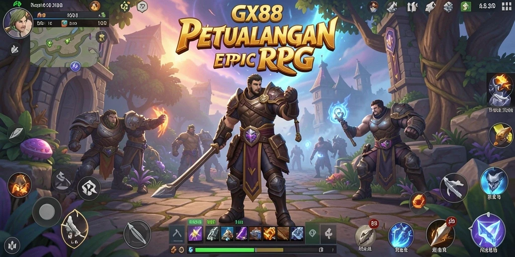 Gameplay GX88 menampilkan petualangan RPG yang mendebarkan.