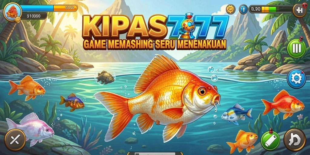 Screenshot gameplay KIPAS777 menampilkan penggemar memancing yang serius di lautan.