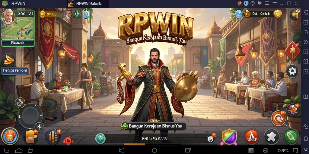 Screenshot gameplay RPWIN menampilkan pengalaman seru membangun bisnis.