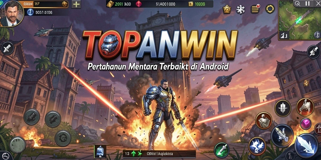 Gameplay seru Tower Defense di TOPANWIN dengan menara yang strategis.
